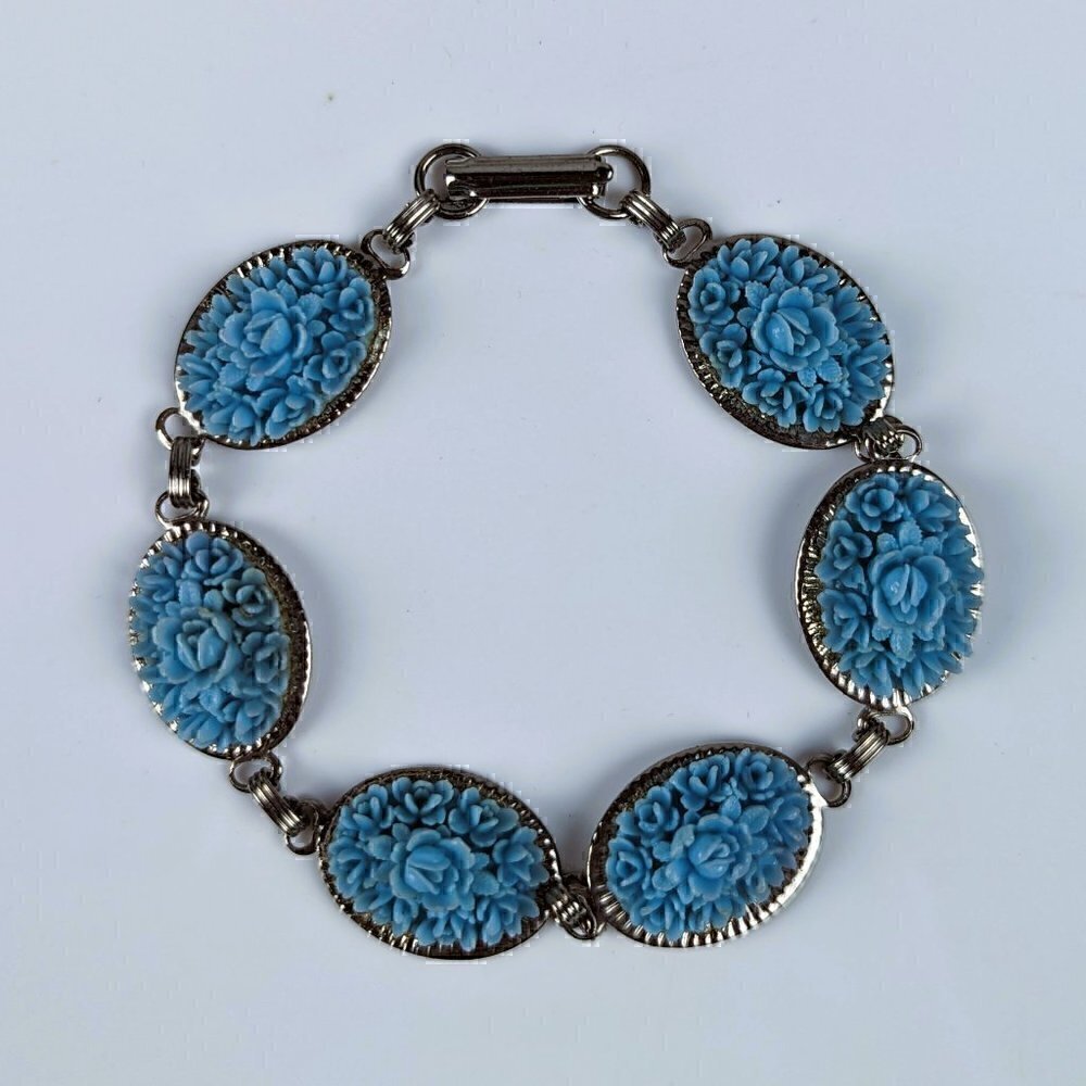 Blue Flower Silver Bracelet